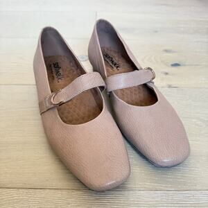 SoftWalk Tan Leather Mini Wedge Mary Jane Women's Comfort Shoes Sz 9 N